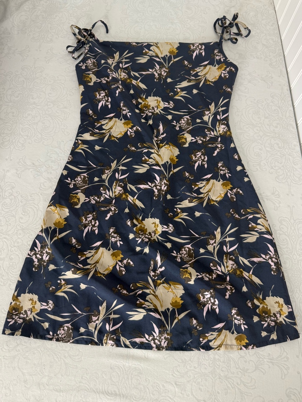 Floral Tie Straps Sleeveless Mini Dress Size XS